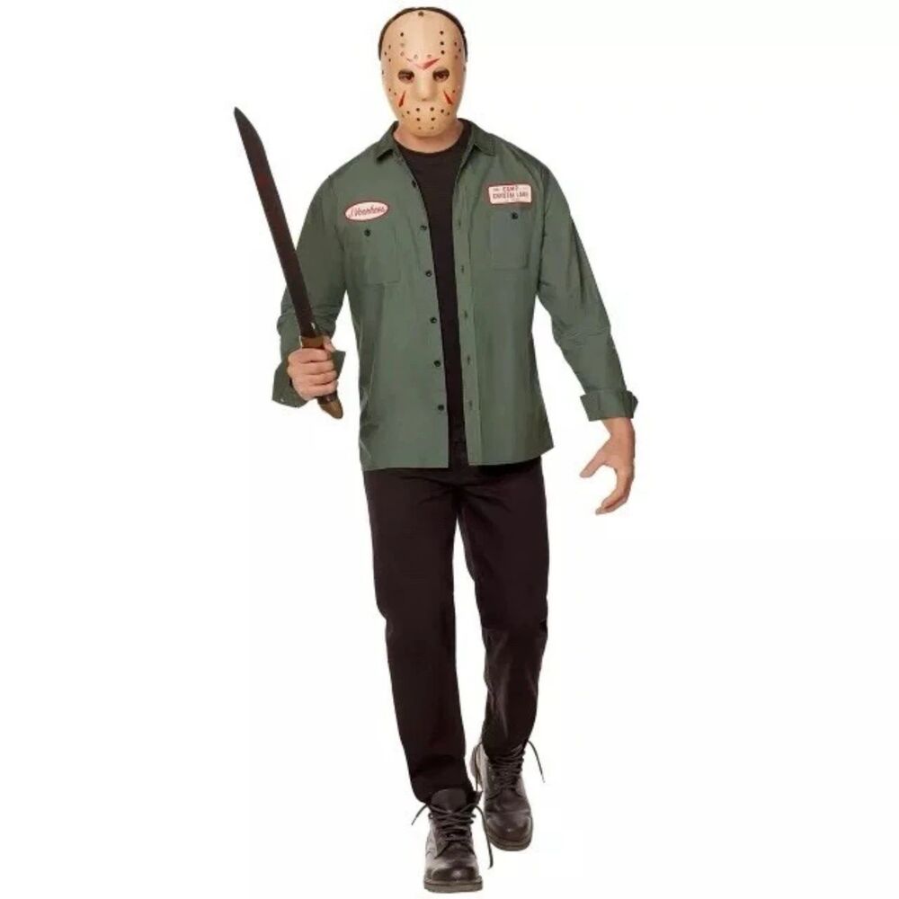 Friday the 13th Jason Voorhees Costume Set XL Shirt Mask Props Set